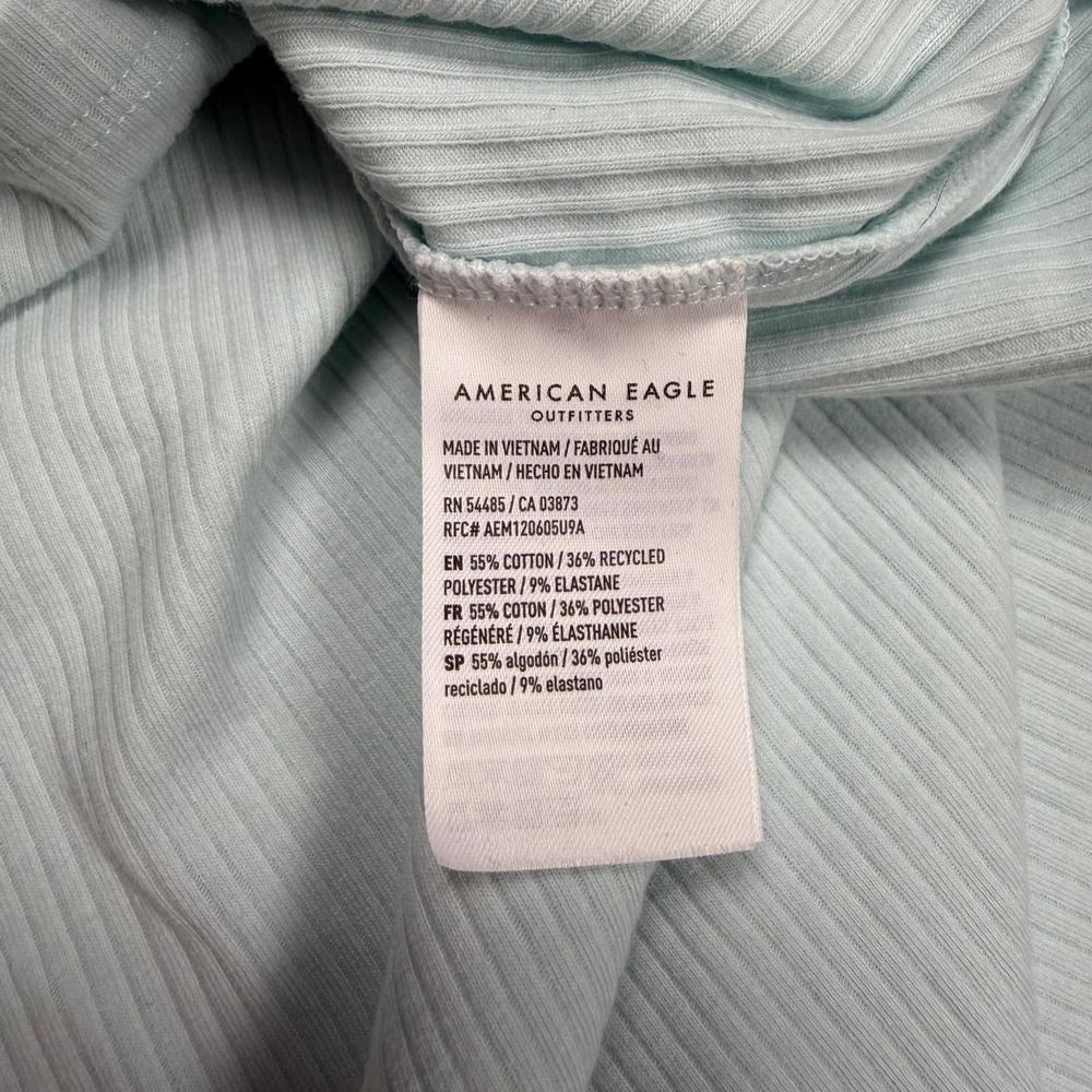 American Eagle Ribbed Short Sleeve T-Shirt Mint Green Crew Neck Top L 037-2370 - Picture 7 of 10